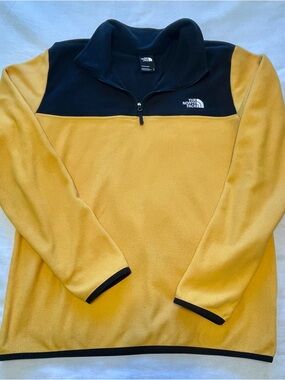 The North Face Men's Yellow and Black Zip-Up Fleece Pullover